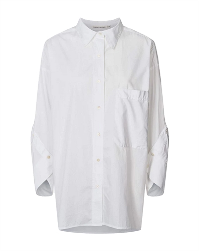 Rabens Saloner - Susan Poplin Twist Cuff Hemd - White
